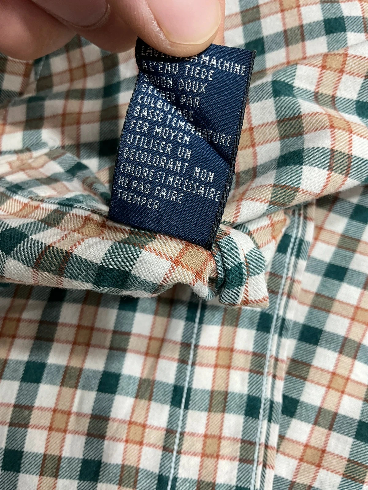 Chemise Tommy Hilfiger XL Vintage 100% Coton Carreaux Vert Beige – photo 8